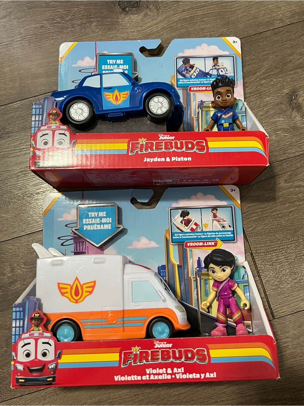 2 Disney Junior Firebuds Figure & Vehicle Sets New
